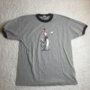 2003‎ Cat in the hat men's grey ringer tshirt vintage